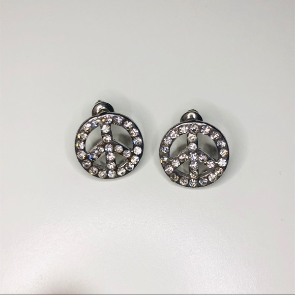 Silver Peace Sign Earrings ๐ BUNDLE EARRINGS - 3/$55 OR 5/$70 ๐ - Picture 2 of 5